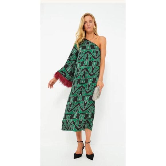 Borgo De Nor Dresses & Skirts - Borgo De Nor Aubrey Hammered Satin Midi Dress Geo Black NWT US 2 UK 6 Tuckernuck